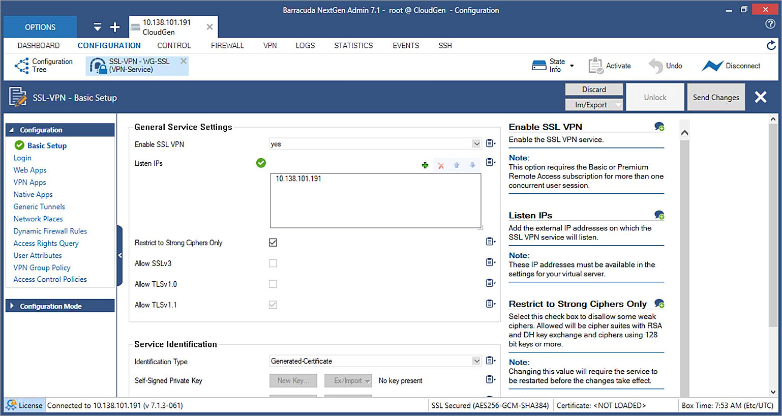  SSL VPN Server Settings